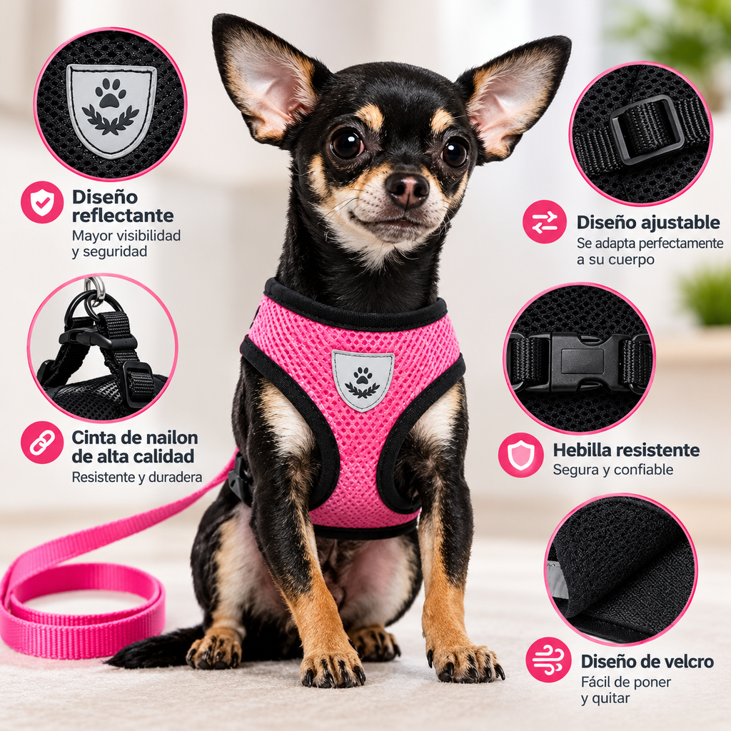 Essenza AirBreeze — Arnés Transpirable para Perros y Gatos | Ligero, Ajustable y Reflectante