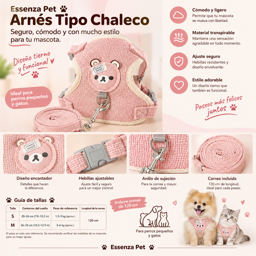 Essenza AirFit — Arnés Transpirable para Perros y Gatos | Ligero, Ajustable y Cómodo