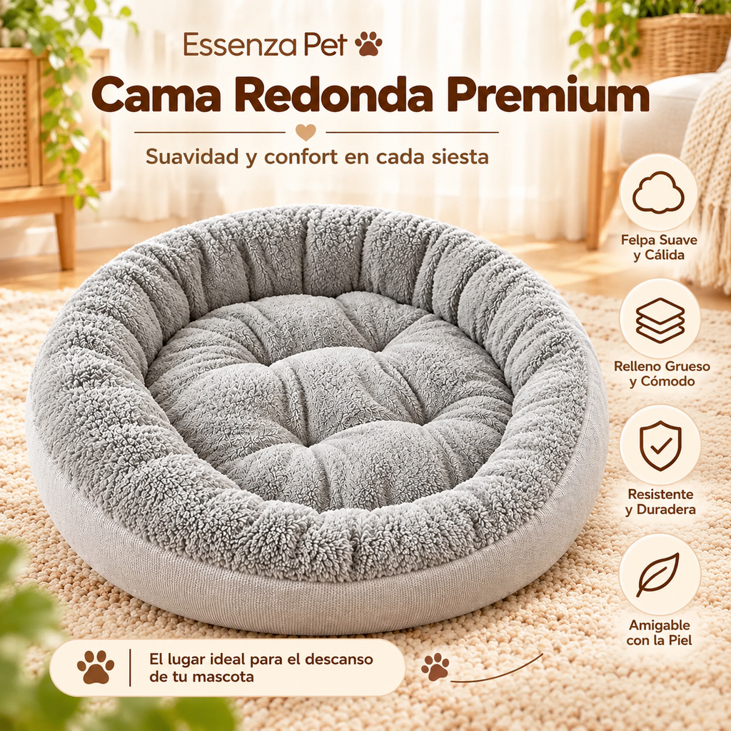 Essenza CozyNest — Cama Suave y Acolchada para Perros y Gatos | Confort y Descanso
