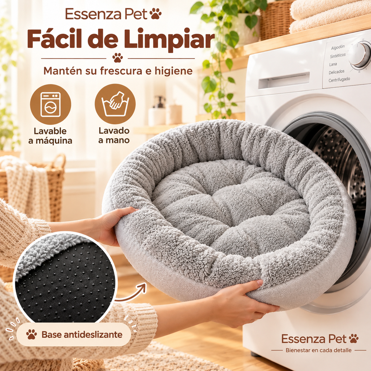 Essenza CozyNest — Cama Suave y Acolchada para Perros y Gatos | Confort y Descanso