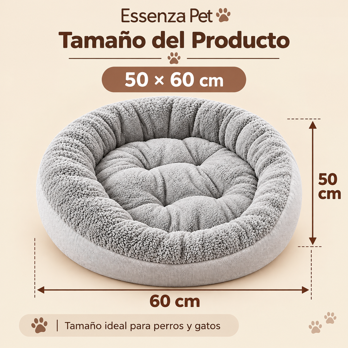 Essenza CozyNest — Cama Suave y Acolchada para Perros y Gatos | Confort y Descanso
