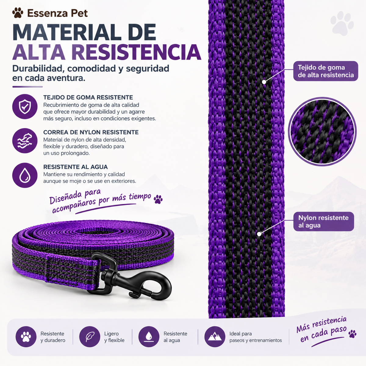 Essenza FlexLeash — Correa Larga para Perros | Resistente, Cómoda y Versátil