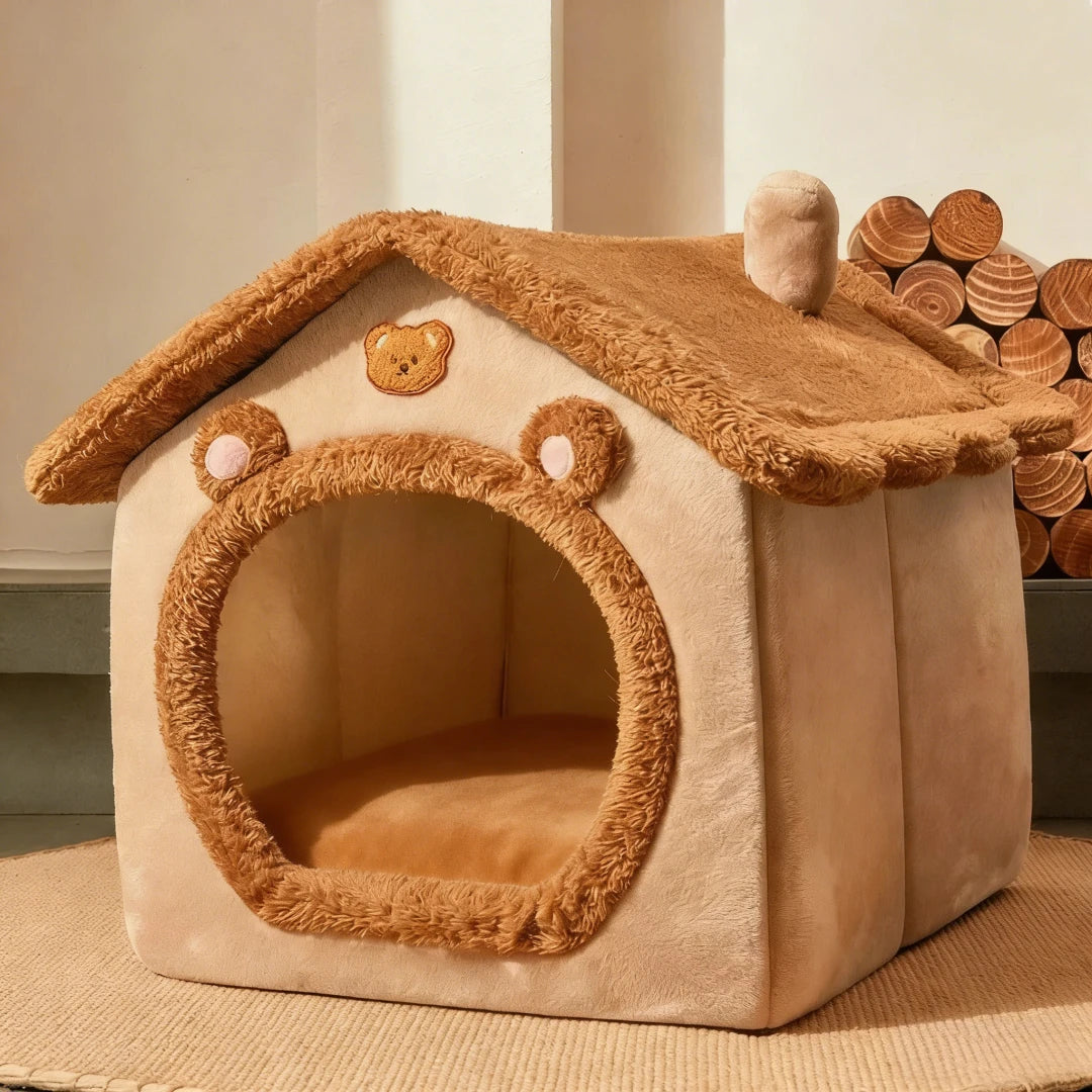 Essenza Pet CozyNest — Casita Cama Suave y Cálida para Mascotas