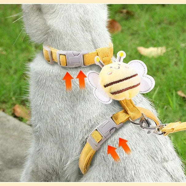 Essenza Pet BeeJoy — Arnés Ajustable para Perros y Gatos | Diseño de Abejita, Doble Capa y Correa Incluida