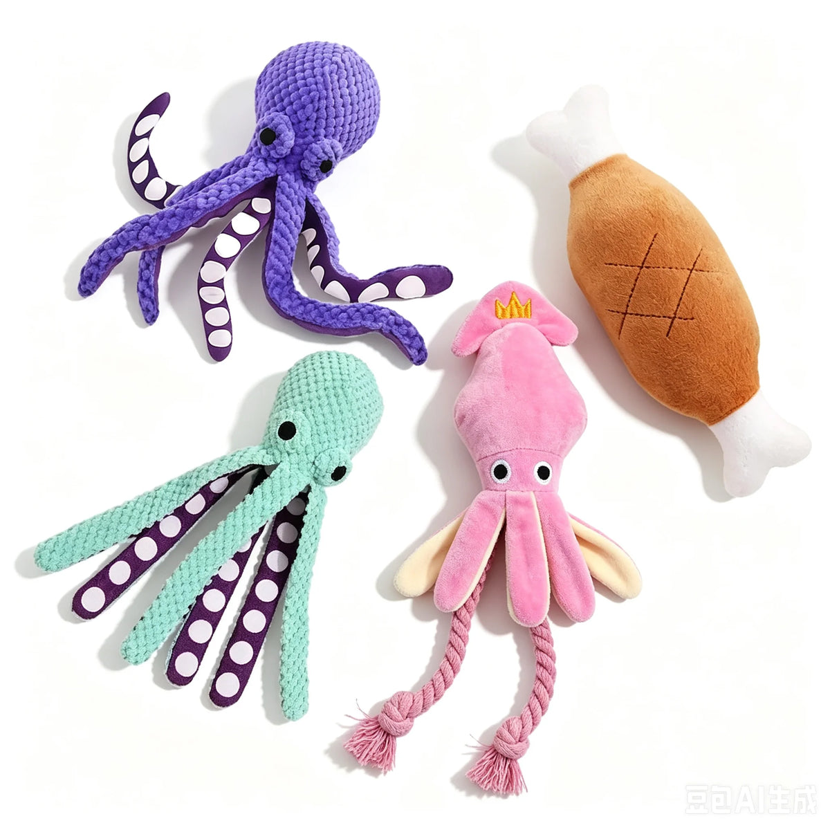 Essenza Pet OctoPlay — Set de 4 Juguetes con Sonido para Perros y Gatos