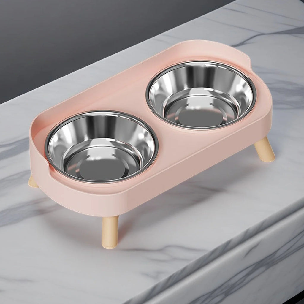 Essenza Pet DuoComfort — Comedero Elevado Multicolor con Dos Cuencos de Acero Inoxidable y Soporte para el Cuello