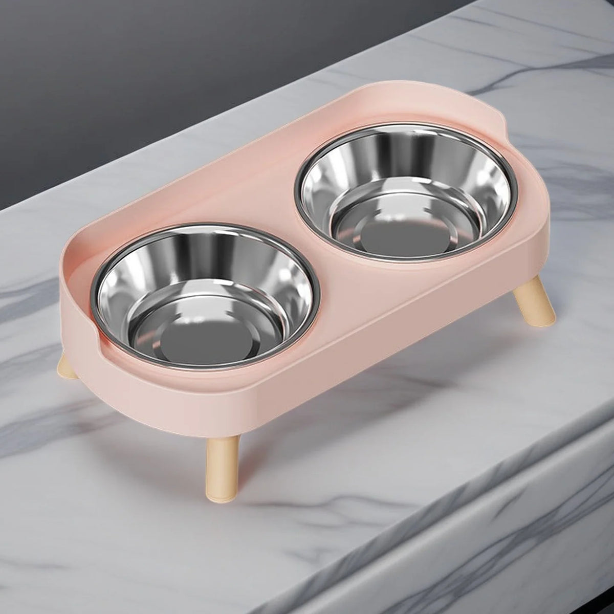 Essenza Pet DuoComfort — Comedero Elevado Multicolor con Dos Cuencos de Acero Inoxidable y Soporte para el Cuello